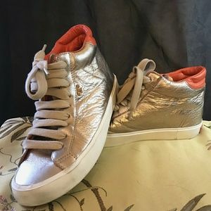 Tory Burch Caleb Metallic Leather Hi-top Sneakers